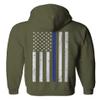 0084. American Flag Thin Blue Line Police Lives Matter Support Patriotic NY Sheriff Sweatshirt Pullover Hoodie (Olive, Small) view 3