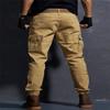 Yollmart Men Multi Pockets Cargo Pants Casual Slim Fit Combat Work Trousers-khaki-33 view 3