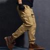 Yollmart Men Multi Pockets Cargo Pants Casual Slim Fit Combat Work Trousers-khaki-33 view 4