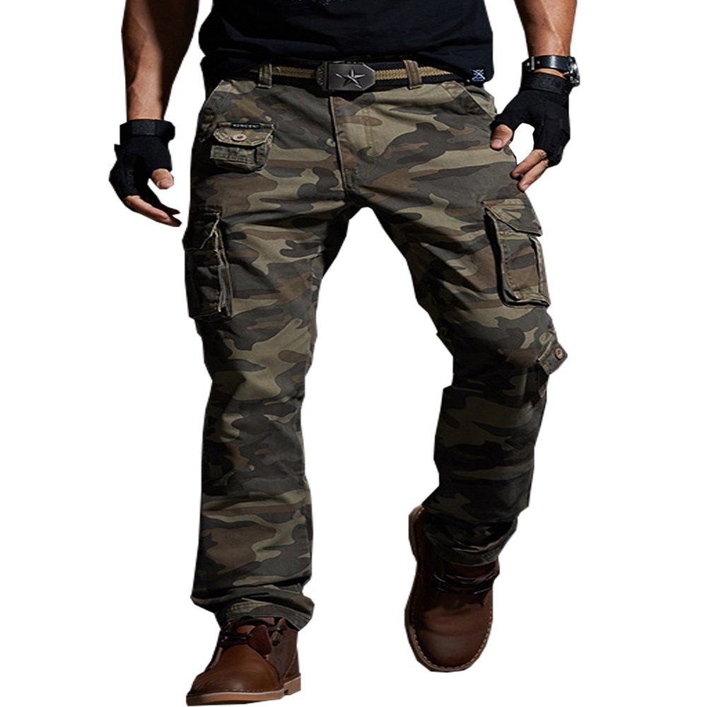 Yollmart Men's Cargo Pants Relaxed Fit Cotton Military Army Style Trousers-yellowcamo-30