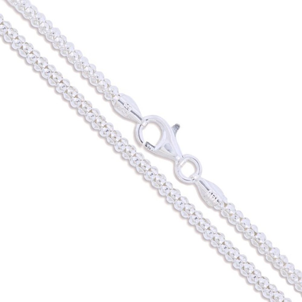 Sterling Silver Diamond-Cut Popcorn Chain 1.3mm Solid 925 Italy New Necklace 20"