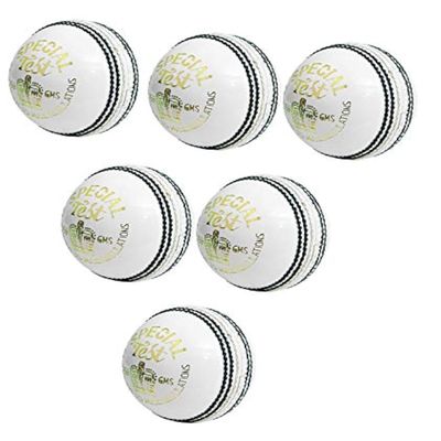 CW Special Test Cricket Ball White Top Grade Leather Cricket Ball Box of 6 Balls for Men, Adult