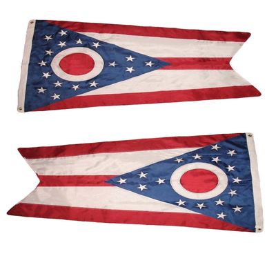O3 Ohio State 3x5 EMBROIDERED 2 double sided Flag State of Ohio Flag (BL) PREMIUM Vivid Color and UV Fade BEST Garden Outdor Decor Resistant Canvas Header and polyester material FLAG