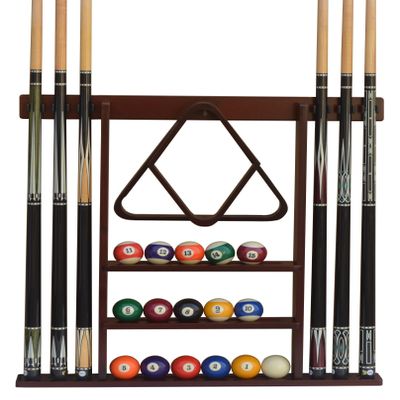 Flintar Wall Mount Cue Rack, Premium Quality Made in Taiwan, Billiards Pool Cue Stick holder, Real Solid Hardwood, Improved Direct Wall Mounting, Cue Rack Only, Mahogany Finish