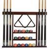 Flintar Wall Mount Cue Rack, Premium Quality Made in Taiwan, Billiards Pool Cue Stick holder, Real Solid Hardwood, Improved Direct Wall Mounting, Cue Rack Only, Mahogany Finish view 1