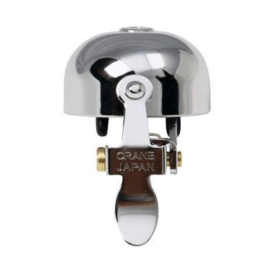 Crane All Chrome Plated Bell E-Ne Bicycle Bell, Made in Japan for Race Bikes or Mountain Bikes, Fits All Handle Bar Sizes & Type
