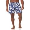 Amazon Essentials Men's 9" Swim Trunks with Mesh Lining, Pockets, Drawstring Closure, Navy Hibiscus Flower, XX-Large view 1