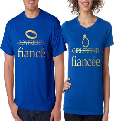 ALLNTRENDS Couple T Shirts Fiancee Fiance Love Engaged Proposal Matching Tees (Womens 2XL Mens 2XL, Royal Blue)