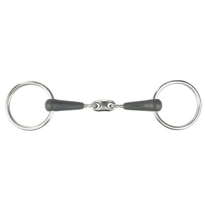 HORZE Oval Link Loose Ring Snaffle Bit - Black - 3 3/4