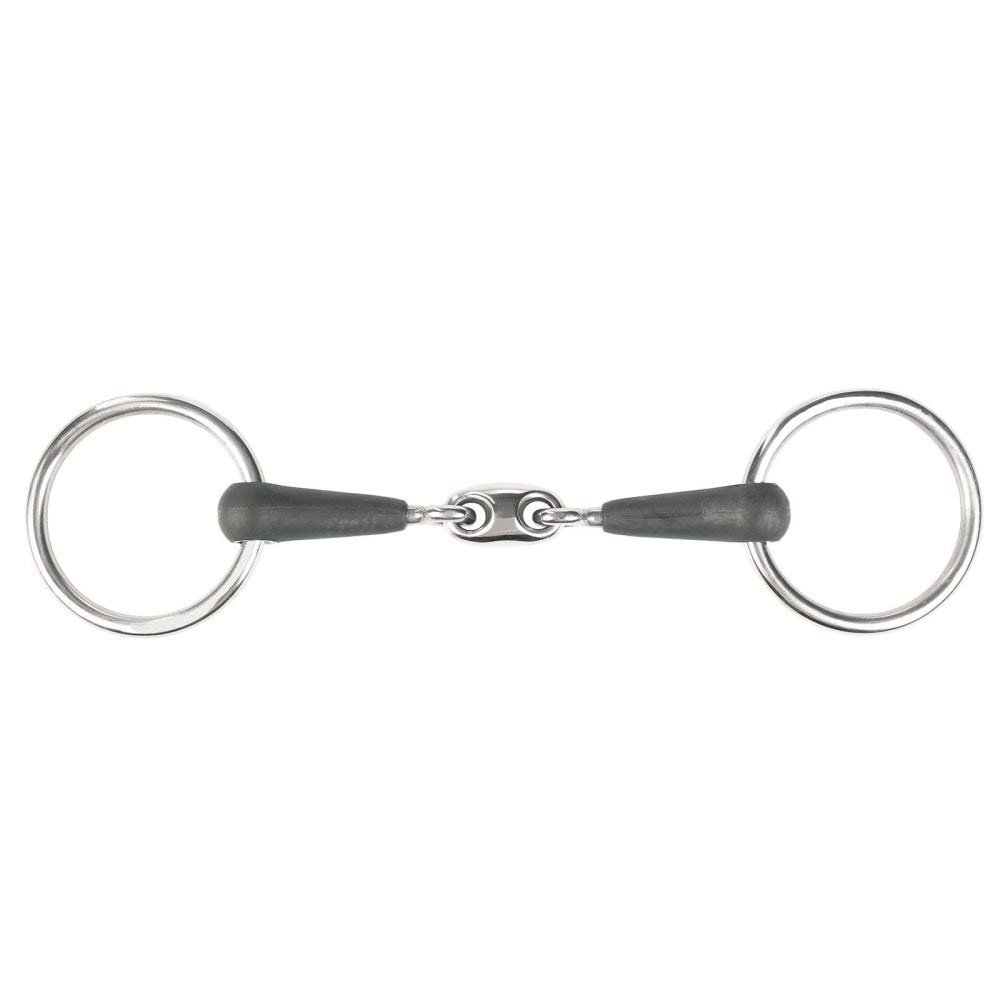 HORZE Oval Link Loose Ring Snaffle Bit - Black - 3 3/4
