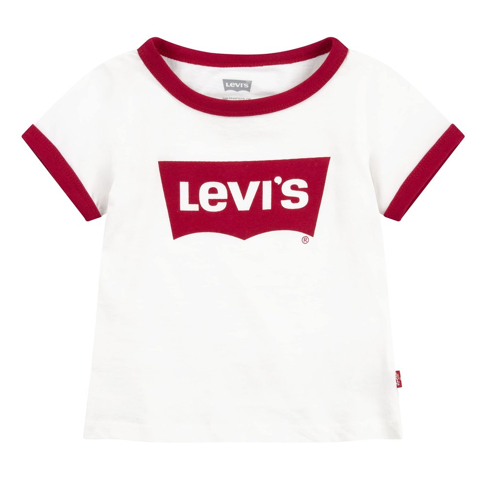 Levi's Little Girls' Batwing T-Shirt, White Ringer, 5