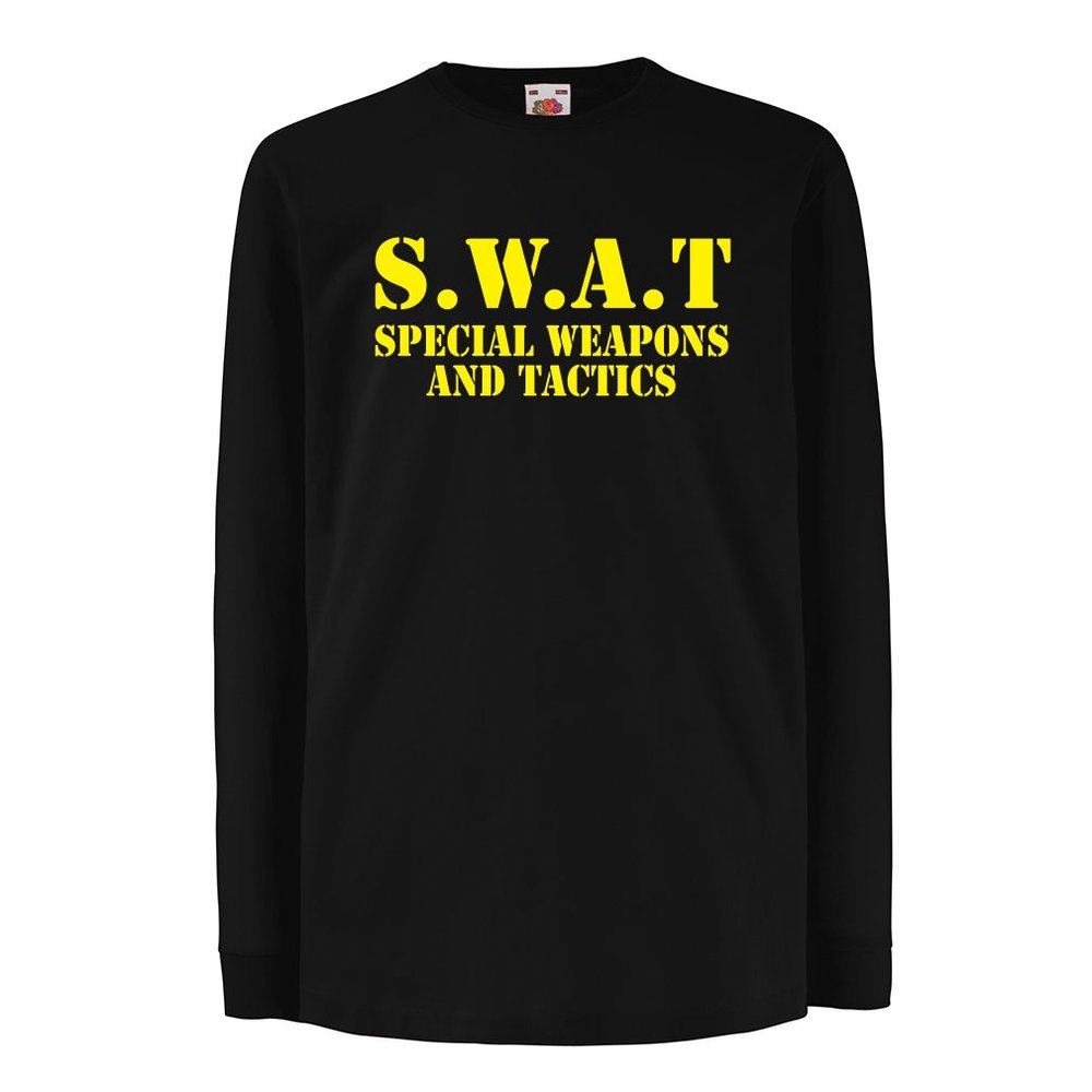 lepni.me Kids T Shirt SWAT Unit - United States Special Weapons and Tactics Team - Military Equipment (14-15 Years Black Yellow)