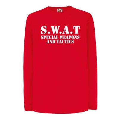 lepni.me Kids T Shirt SWAT Unit - United States Special Weapons and Tactics Team - Military Equipment (7-8 Years Red White)