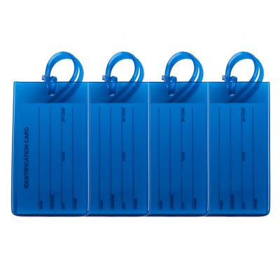 4 Packs Colorful Flexible Travel Luggage Tags for Baggage Bags/Suitcases - Name ID Labels Set for Travel - Blue