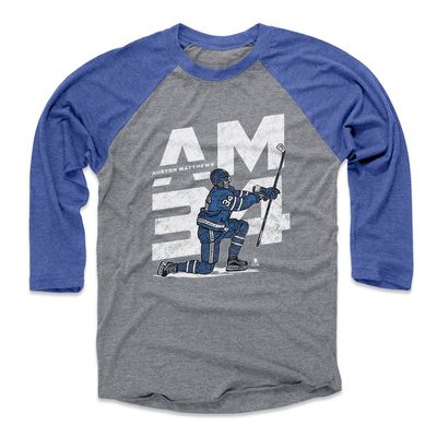 500 LEVEL Auston Matthews 3/4 Sleeve T-Shirt (Baseball Tee, XXX-Large, Royal/Heather Gray) - Auston Matthews AM34 W WHT