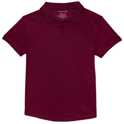 Classroom Uniforms Big Girl's Girls Fit Moisture Wicking Polo Shirt, Burgundy, M
