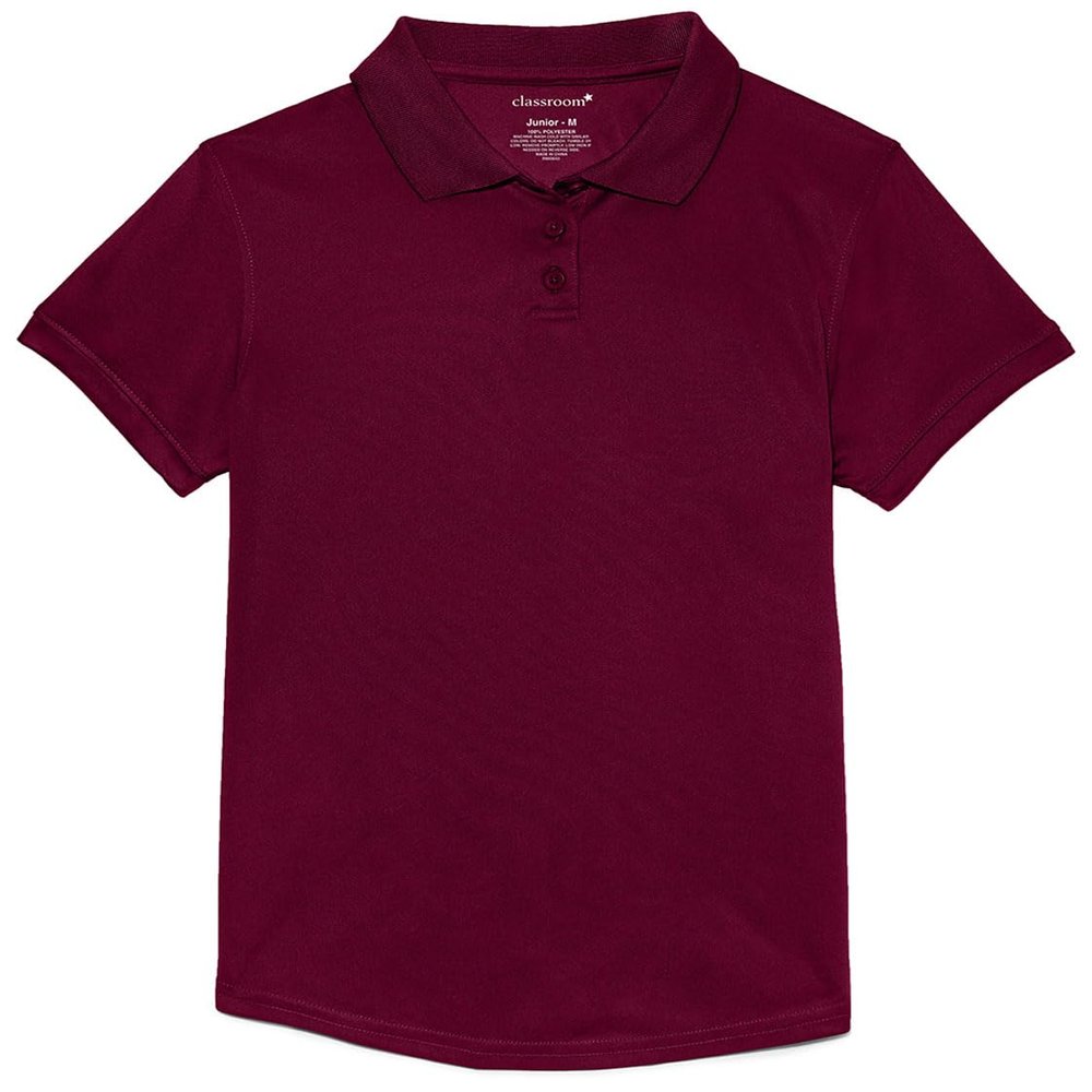Classroom Uniforms Big Girl's Girls Fit Moisture Wicking Polo Shirt, Burgundy, M