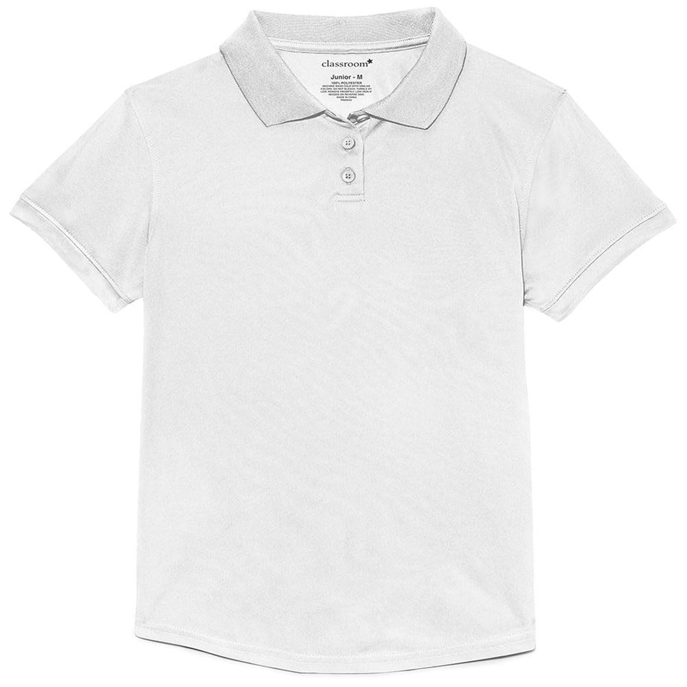 Classroom Uniforms Little Girl's Girls Fit Moisture Wicking Polo Shirt, sos White, XS