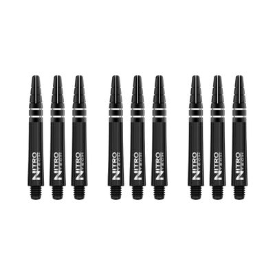 Red Dragon Nitrotech Short Shafts - Solid Black - 3 Sets per Pack (9 shafts in Total) & Red Dragon Checkout Card