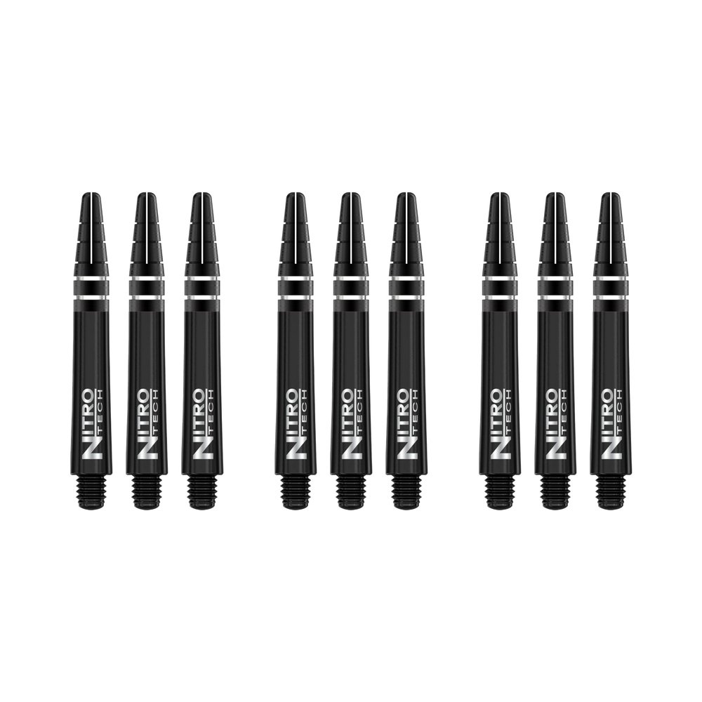 Red Dragon Nitrotech Short Shafts - Solid Black - 3 Sets per Pack (9 shafts in Total) & Red Dragon Checkout Card