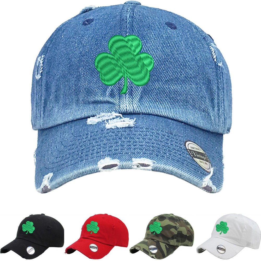 ALLNTRENDS Adult Hat Shamrock St Patrick's Vintage Dad Embroidered Irish (Camo)