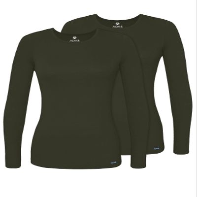 Adar Uniforms Underscrubs for Women 2 Pack - Long Sleeve Comfort Tee - 2902 - Olive - L