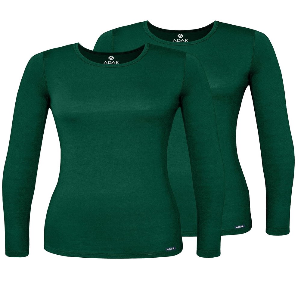 Adar Uniforms Underscrubs for Women 2 Pack - Long Sleeve Comfort Tee - 2902 - Hunter Green - 2X