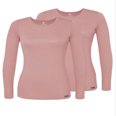 Adar Uniforms Underscrubs for Women 2 Pack - Long Sleeve Comfort Tee - 2902 - Blush - XXS