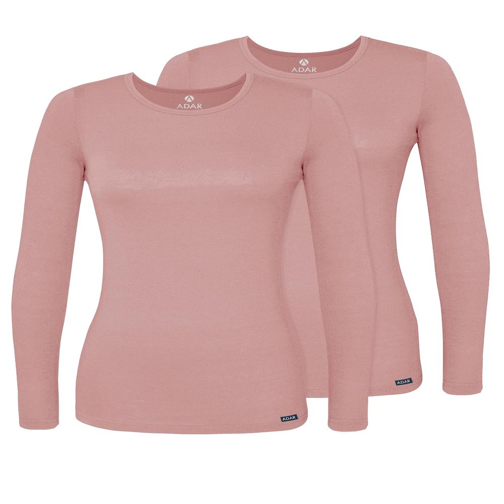 Adar Uniforms Underscrubs for Women 2 Pack - Long Sleeve Comfort Tee - 2902 - Blush - XXS