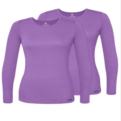 Adar Uniforms Underscrubs for Women 2 Pack - Long Sleeve Comfort Tee - 2902 - Lavender - XL
