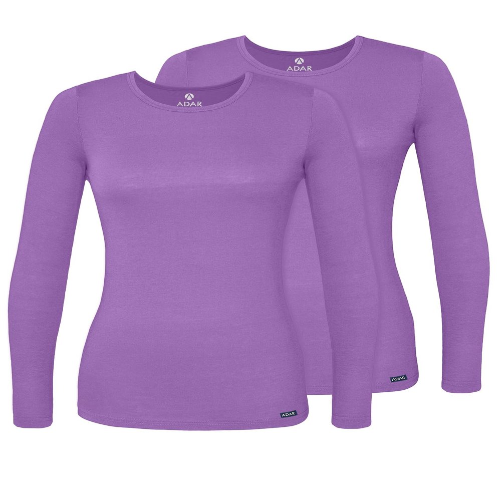 Adar Uniforms Underscrubs for Women 2 Pack - Long Sleeve Comfort Tee - 2902 - Lavender - XL