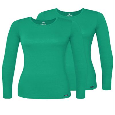 Adar Underscrubs for Women 2 Pack - Long Sleeve Underscrub Comfort Tee - 2902 - Spearmint - XXS