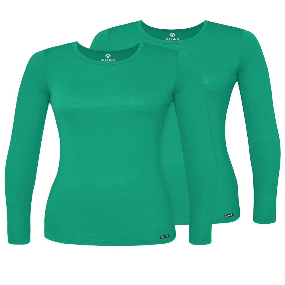Adar Underscrubs for Women 2 Pack - Long Sleeve Underscrub Comfort Tee - 2902 - Spearmint - XXS