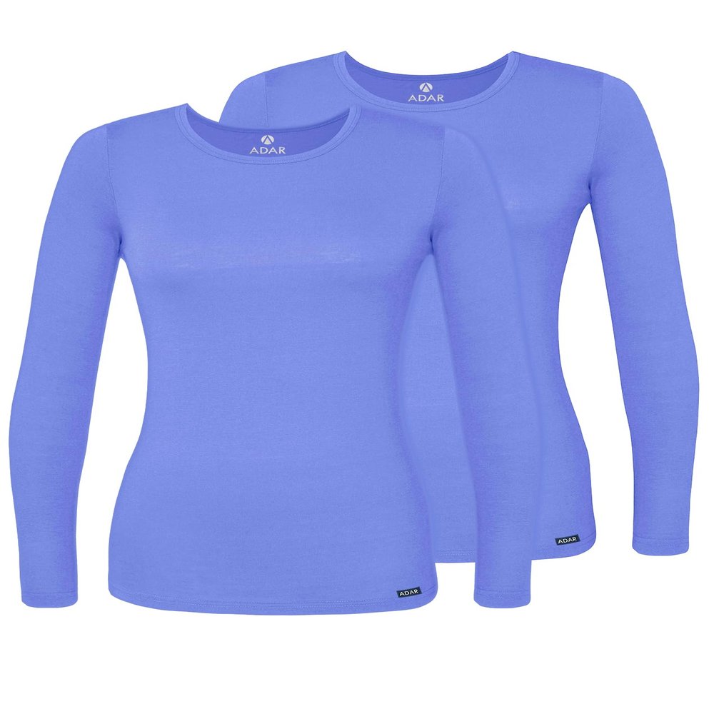 Adar Uniforms Underscrubs for Women 2 Pack - Long Sleeve Comfort Tee - 2902 - Ceil Blue - 3X