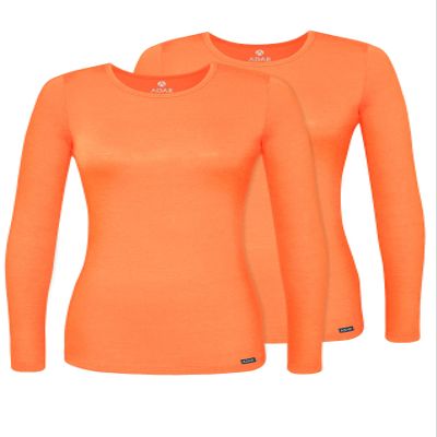 Adar Uniforms Adar Underscrubs for Women 2 Pack - Long Sleeve Underscrub Comfort Tee - 2902 - Neon Orange - 3X
