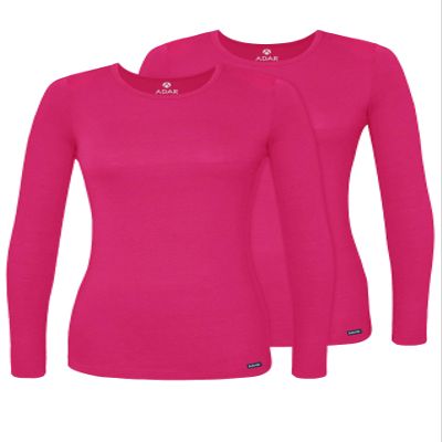 Adar Uniforms Underscrubs for Women 2 Pack - Long Sleeve Comfort Tee - 2902 - Fuchsia - M