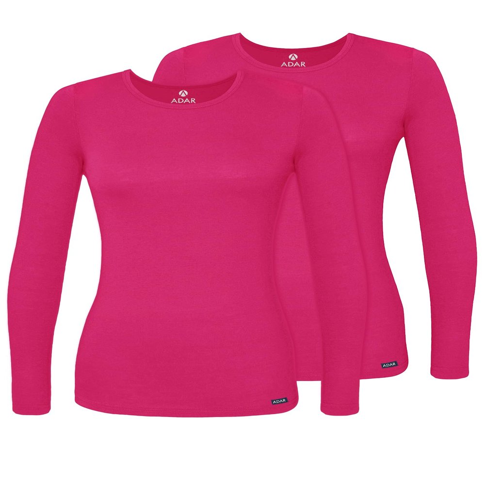 Adar Uniforms Underscrubs for Women 2 Pack - Long Sleeve Comfort Tee - 2902 - Fuchsia - M