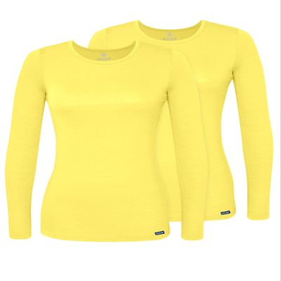 Adar Uniforms Underscrubs for Women 2 Pack - Long Sleeve Comfort Tee - 2902 - Citron - XL