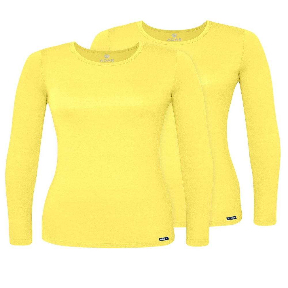 Adar Uniforms Underscrubs for Women 2 Pack - Long Sleeve Comfort Tee - 2902 - Citron - XL