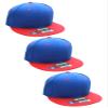 D&I Plain Flat Bill Visor Blank Snapback Hat Cap with Adjustable Snaps - 3 Pk - Ry/Red, Ry/Red, Ry/Red view 1