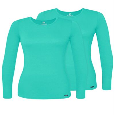 Adar Uniforms Adar Underscrubs for Women 2 Pack - Long Sleeve Underscrub Comfort Tee - 2902 - Sea Glass - XS