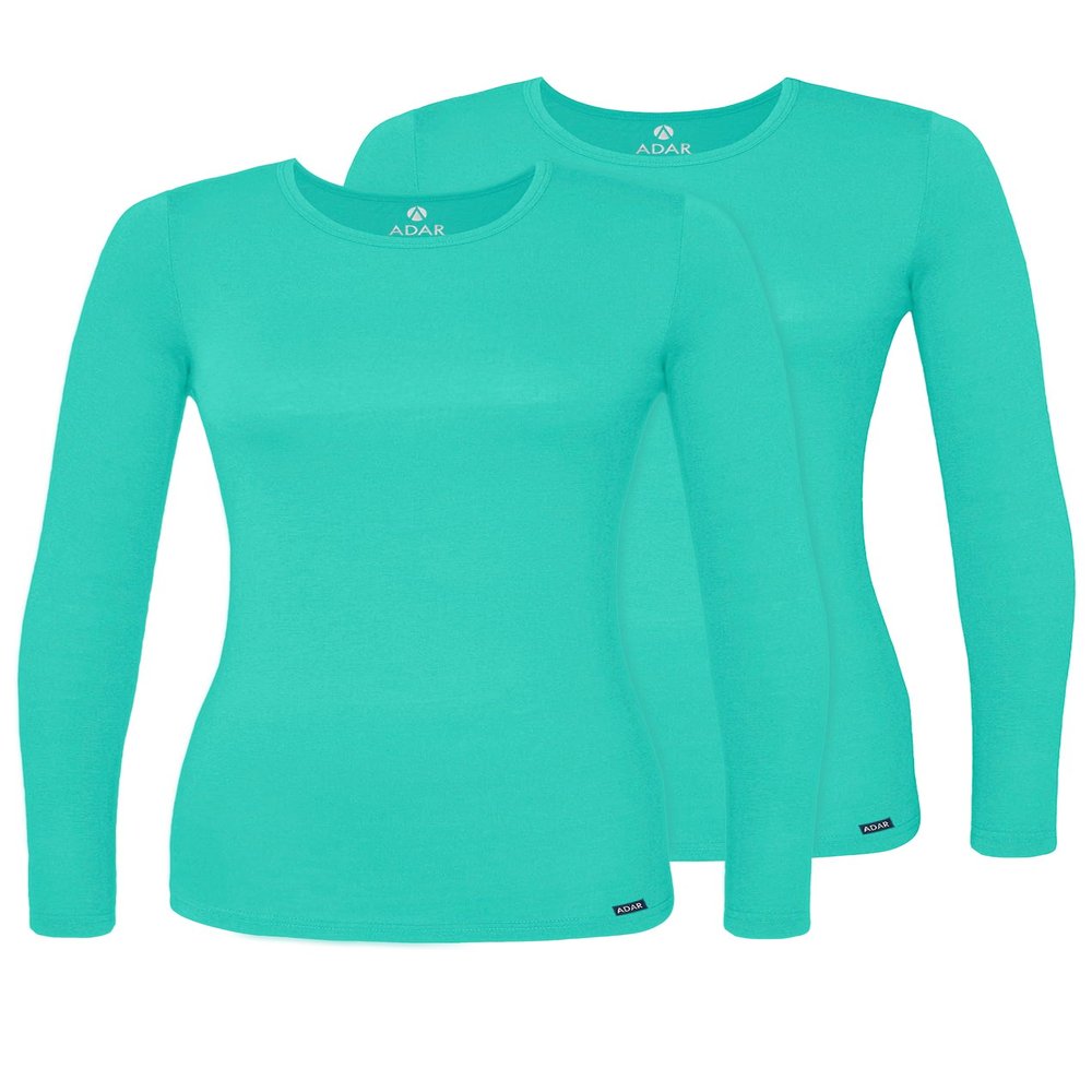 Adar Uniforms Adar Underscrubs for Women 2 Pack - Long Sleeve Underscrub Comfort Tee - 2902 - Sea Glass - XS