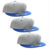D&I Plain Flat Bill Visor Blank Snapback Hat Cap with Adjustable Snaps - 3 Pk - Gy/Ry, Gy/Ry, Gy/Ry view 1