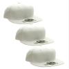 D&I Plain Flat Bill Visor Blank Snapback Hat Cap with Adjustable Snaps - 3 Pk - White, White, White view 1