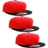 D&I Plain Flat Bill Visor Blank Snapback Hat Cap with Adjustable Snaps - 3 Pk - Red/Bk, Red/Bk, Red/Bk view 1