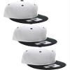 D&I Plain Flat Bill Visor Blank Snapback Hat Cap with Adjustable Snaps - 3 Pk - Wh/Bk, Wh/Bk, Wh/Bk view 1