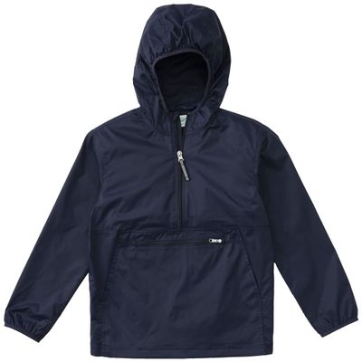 Classroom School Uniforms Kids' Big Nylon Pack-Away Pullover Jacket, Navy Blue, L
