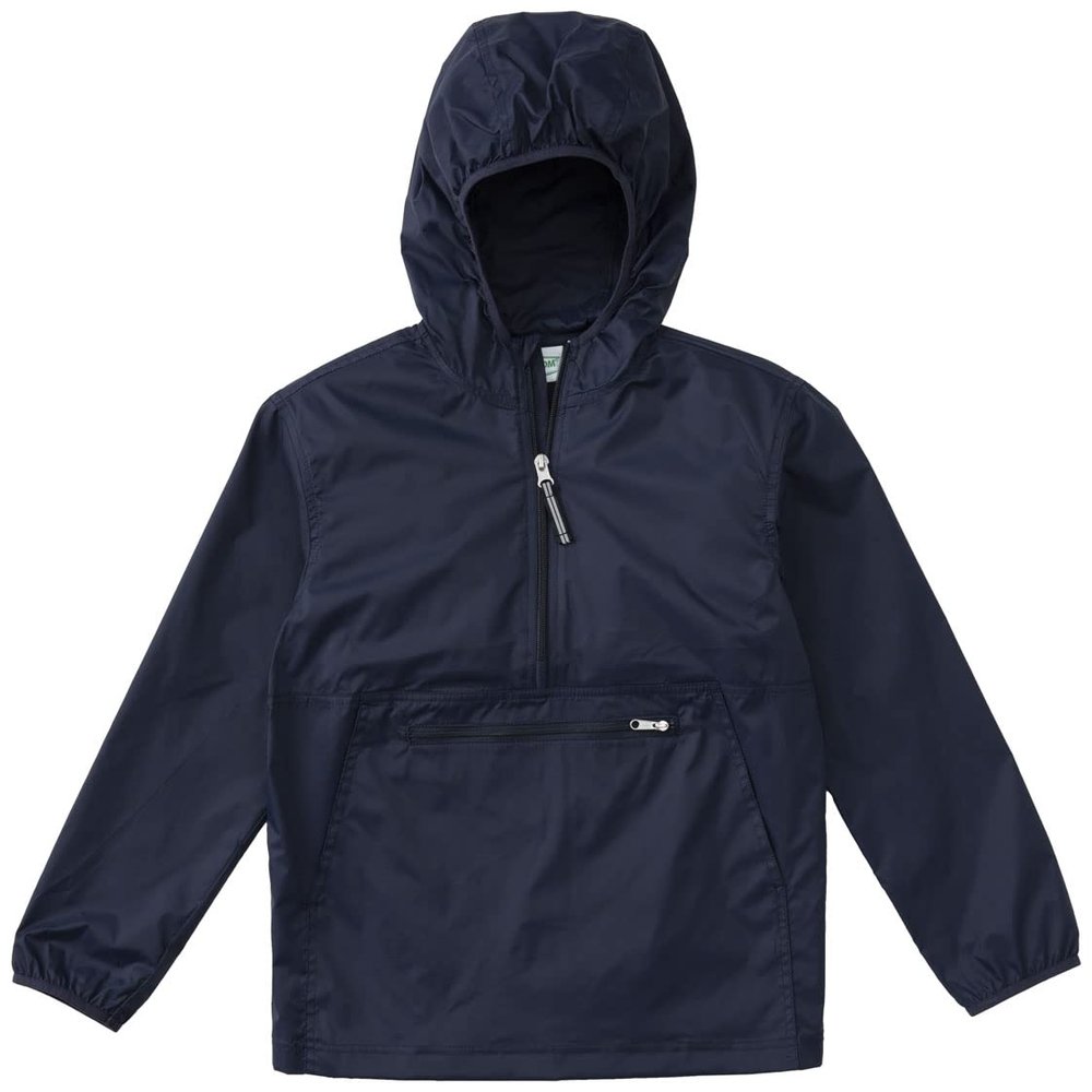 Classroom School Uniforms Kids' Big Nylon Pack-Away Pullover Jacket, Navy Blue, L
