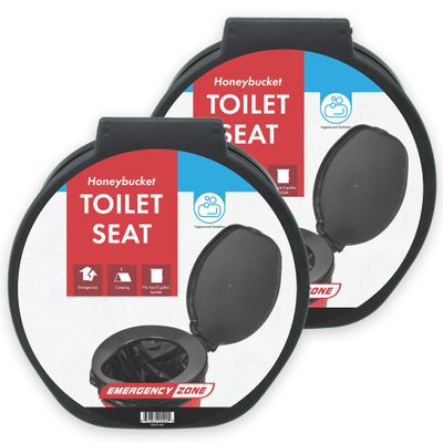 [2 Pack] Emergency Zone Honey Bucket Style Toilet Seat for 5 Gallon Bucket | Portable Toilet for Camping, Hiking, Boating, or Emergencies for When Nature Calls