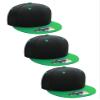 D&I Plain Flat Bill Visor Blank Snapback Hat Cap with Adjustable Snaps - 3 Pk - Bk/Green, Bk/Green, Bk, Green view 1